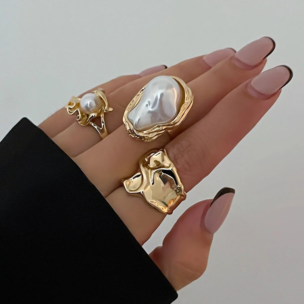 Liquid Gold Treasure Baroque Pearl Ring Set