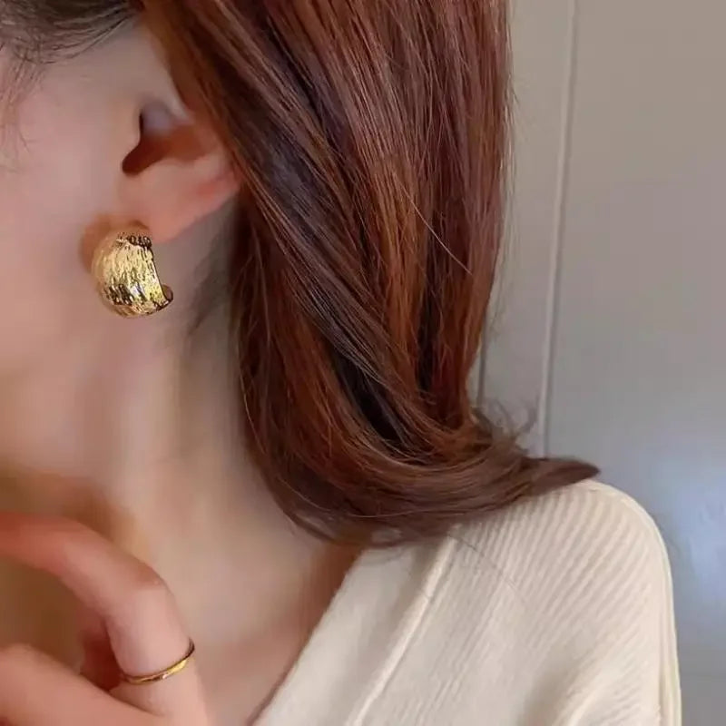 Elegant Embossed Gold Hoop Earrings