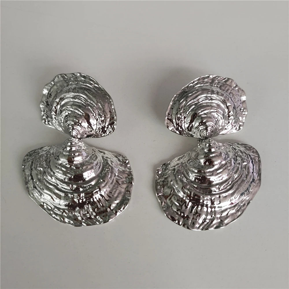 Ocean Whisper Silver Sculpted Earrings