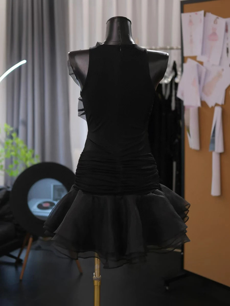Strictly Iconic Black Ruched Party Dress