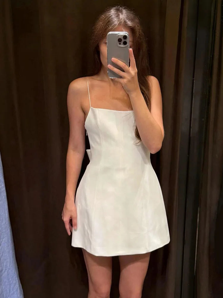 Margarita White Bow Backless Mini Dress