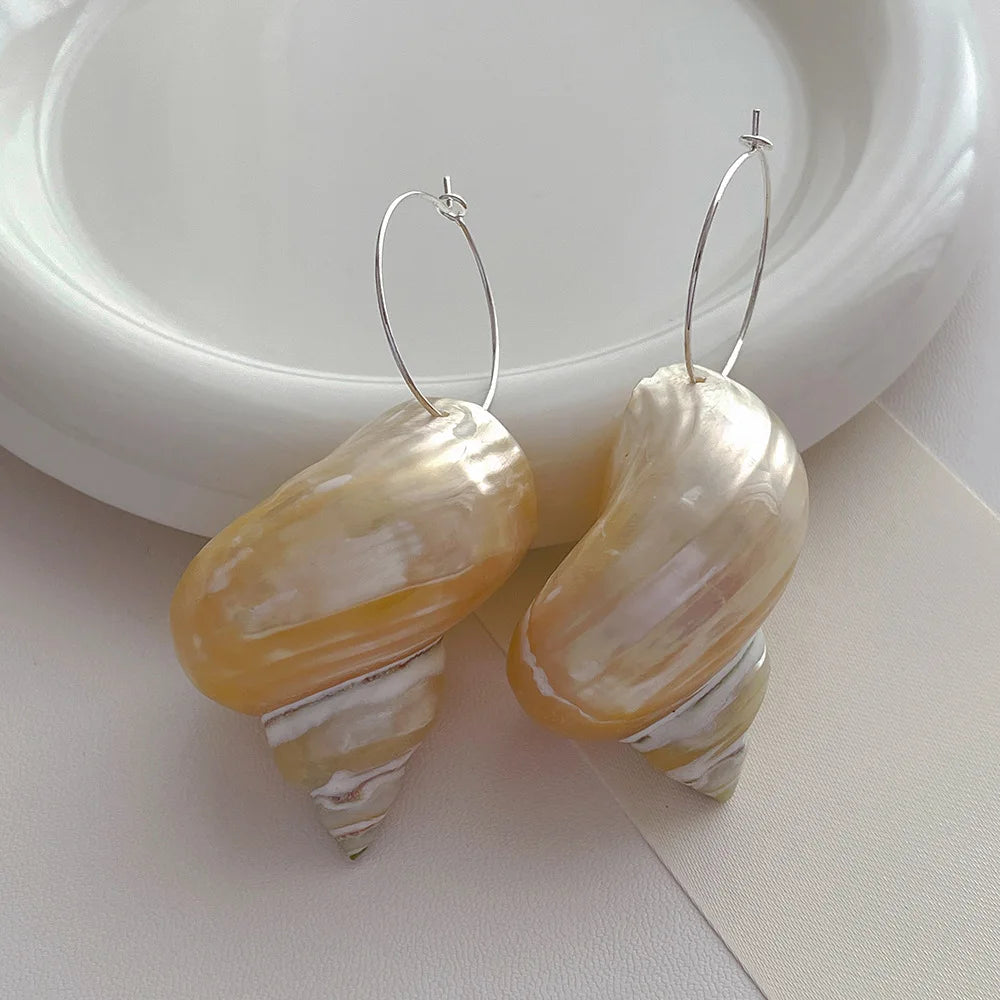 Natural Ivory Shell Hoop Earrings