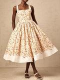 Innocence Beige Floral Midi Dress