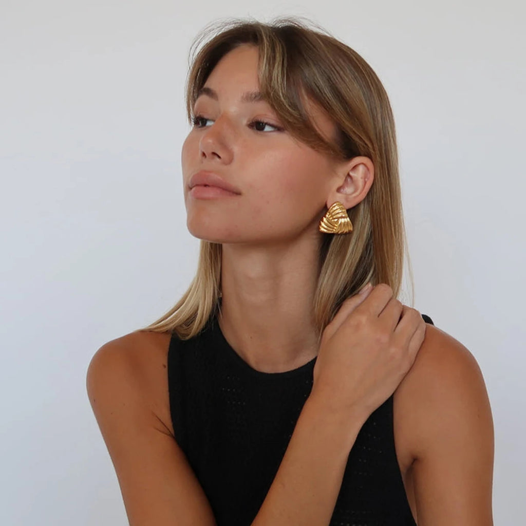 Art Deco Gold Triangle Earrings