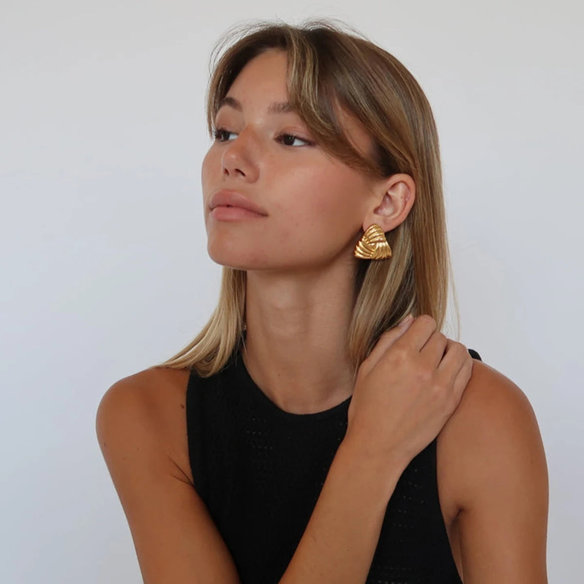 Art Deco Gold Triangle Earrings
