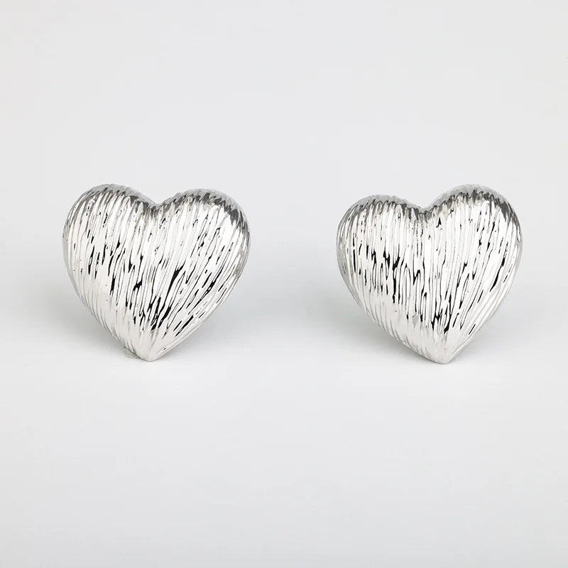 Radiant Textured Silver Heart Earrings