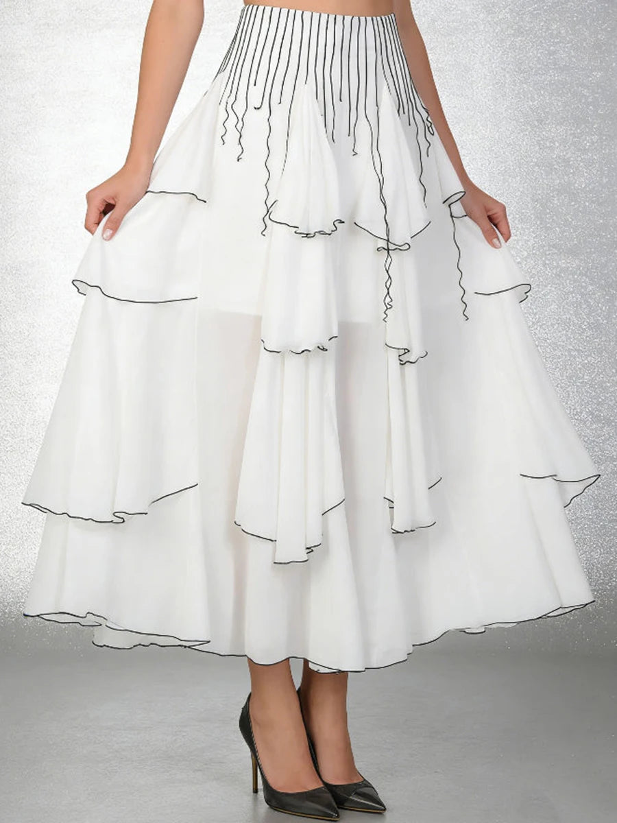 Lilia White Contrast Trim Maxi Skirt