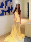 Primrose Yellow Strapless Maxi Dress