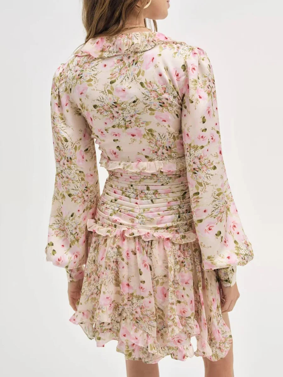 Harlow Pink Floral Ruffle Mini Dress