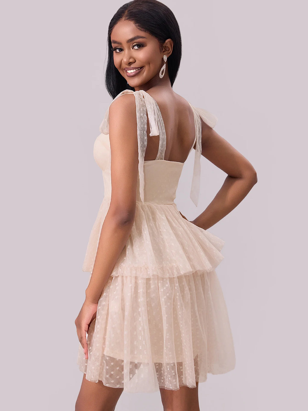 Dulcette Cream Tiered Mini Dress