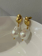 Organic Gold Pearl Earrings