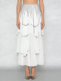 Lilia White Contrast Trim Maxi Skirt