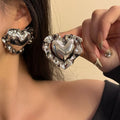 Vintage Oversized Silver Heart Earrings