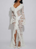 Carmen White Sheer Lace Maxi Dress