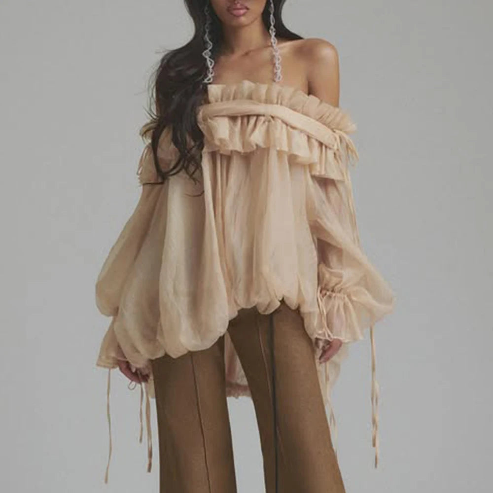 Magnifique Beige Off-Shoulder Top