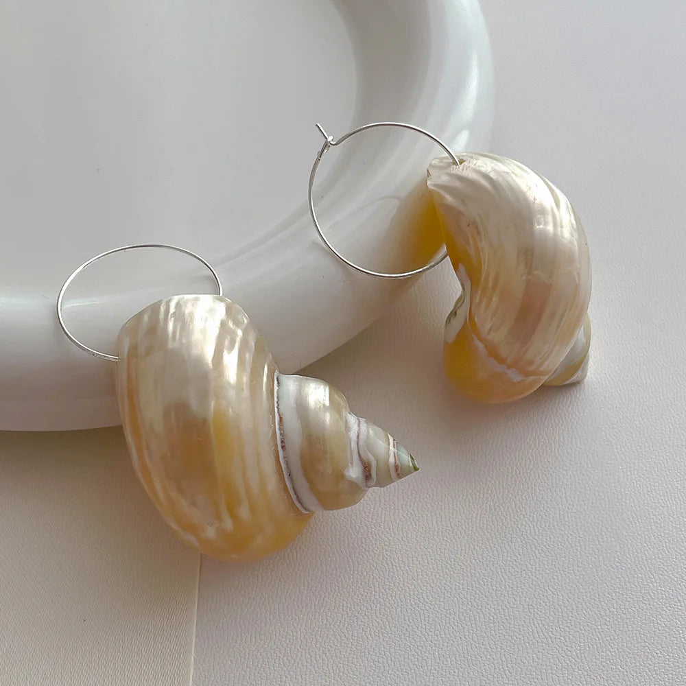 Natural Ivory Shell Hoop Earrings