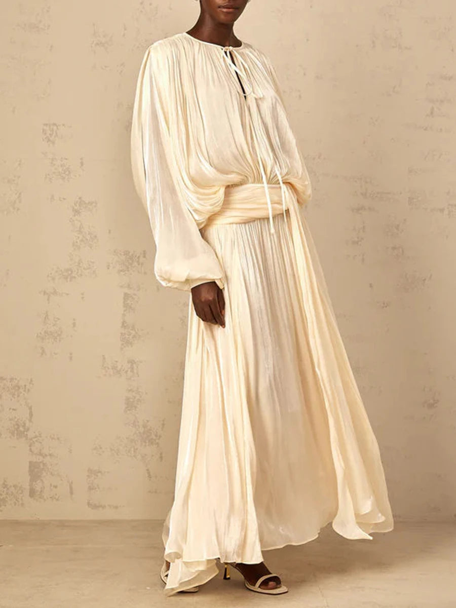 Sofia Ivory Drape Detail Maxi Dress