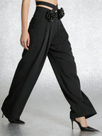 Vixen Black Rosette High-Waist Pants