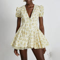Lunika Yellow Garden Corset Mini Dress