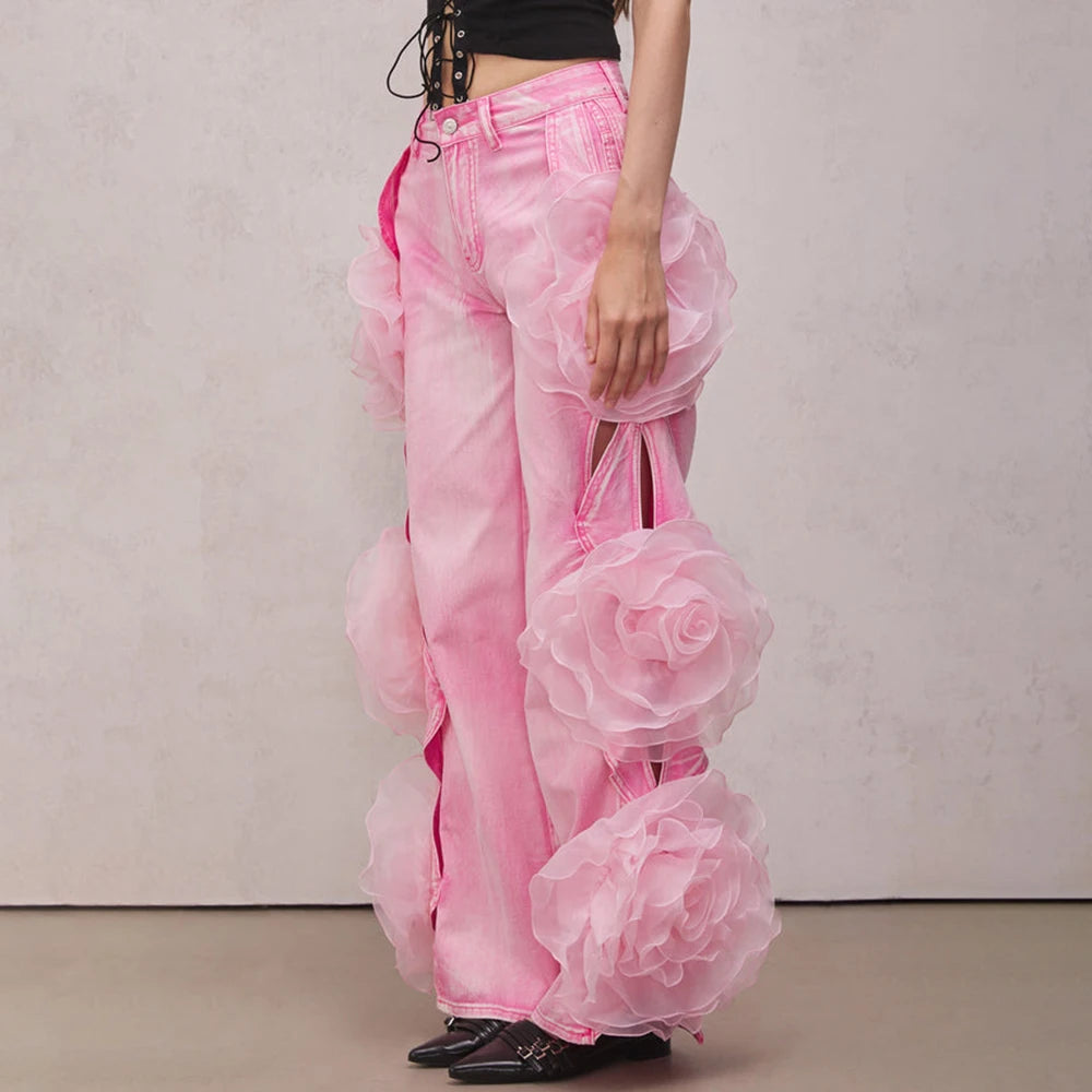 Diva Pink Floral Appliqué Jeans