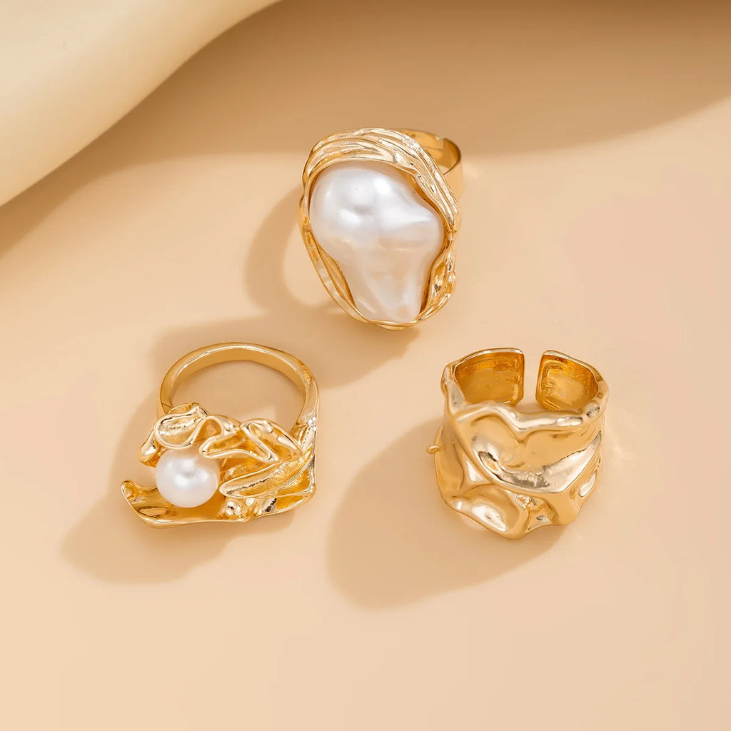 Liquid Gold Treasure Baroque Pearl Ring Set