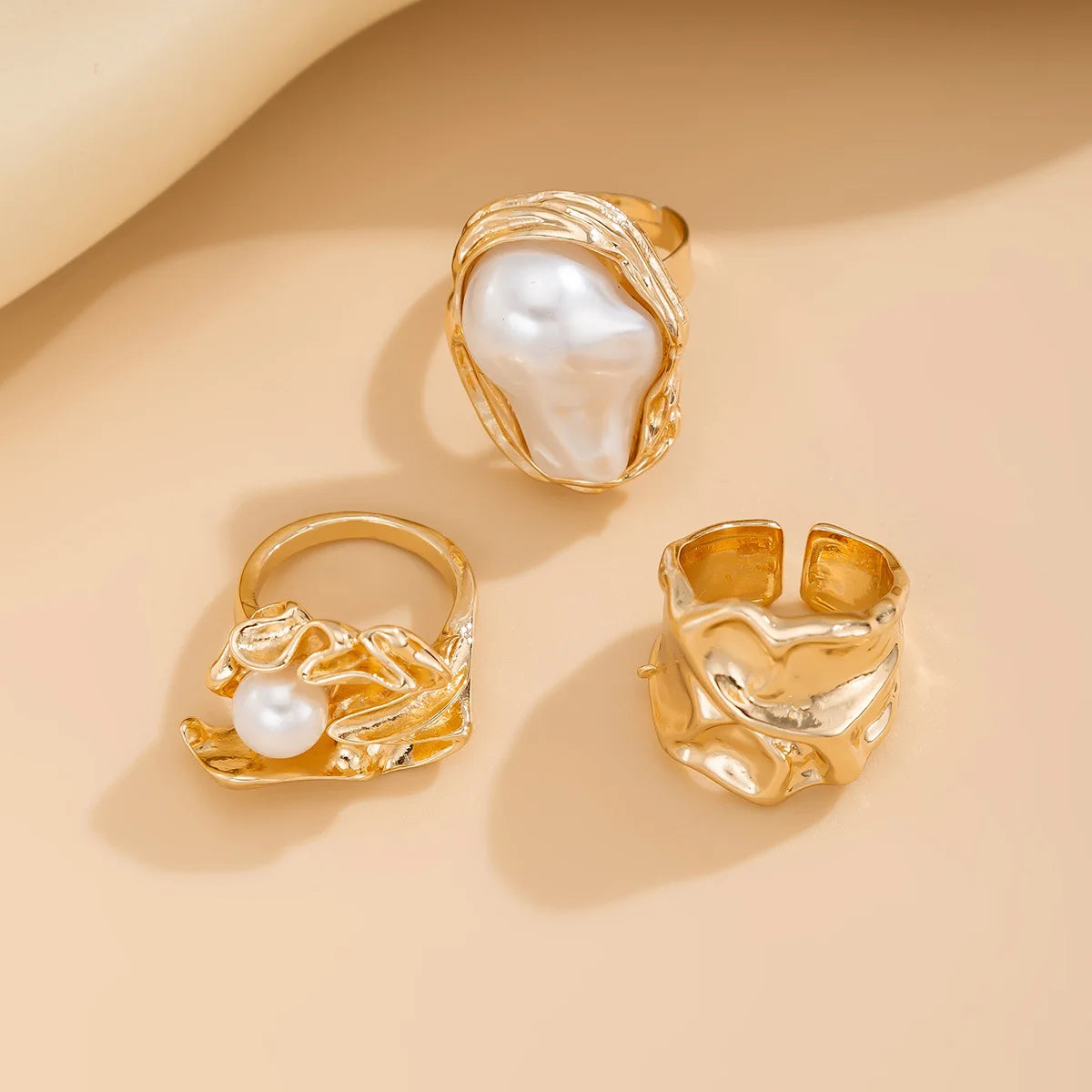 Liquid Gold Treasure Baroque Pearl Ring Set