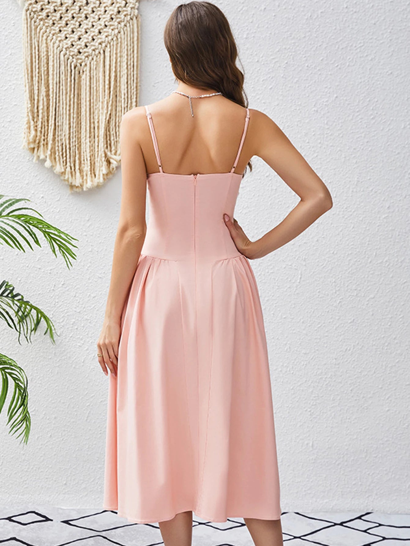 Kylie Joy Pink Backless Midi Dress
