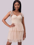Dulcette Cream Tiered Mini Dress