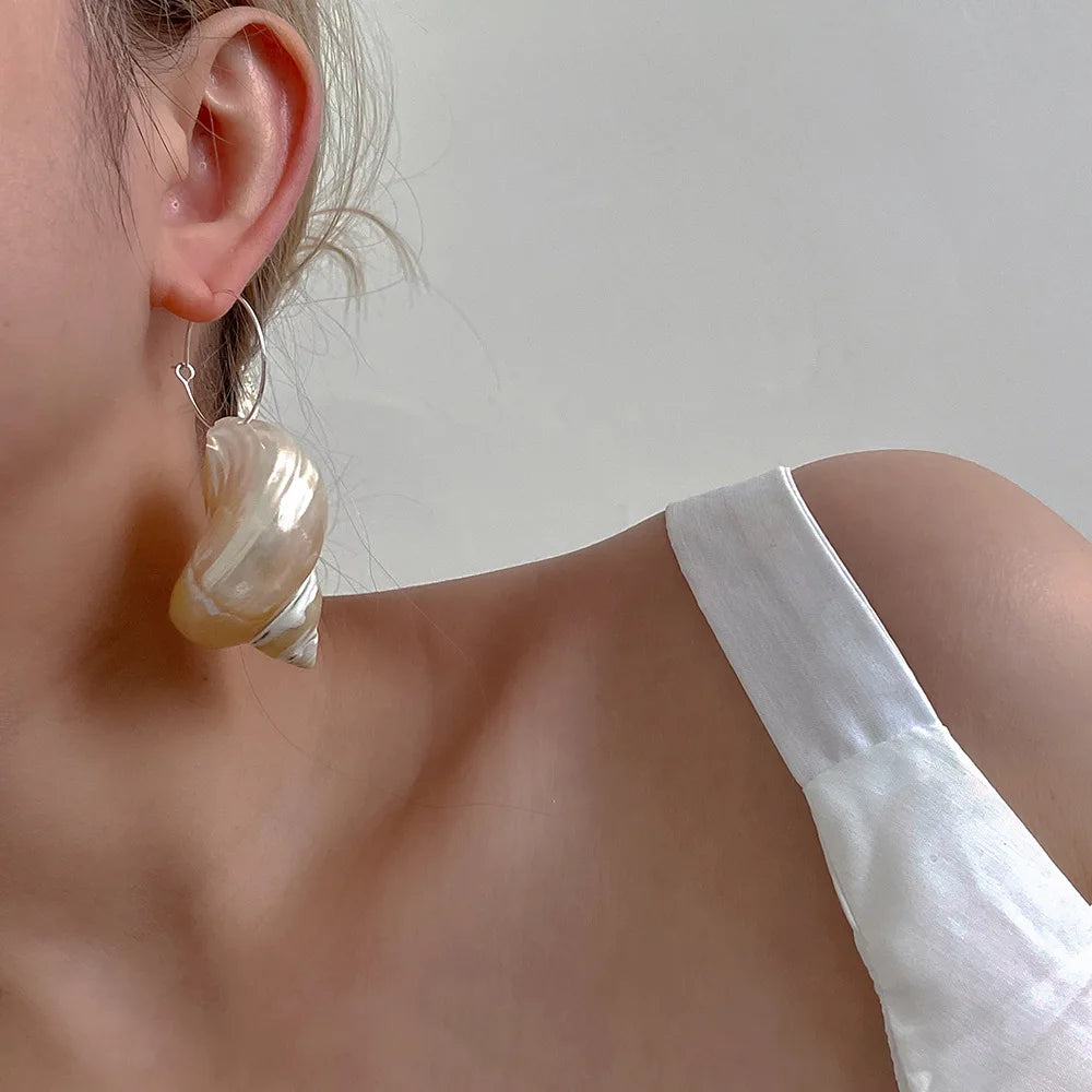 Natural Ivory Shell Hoop Earrings