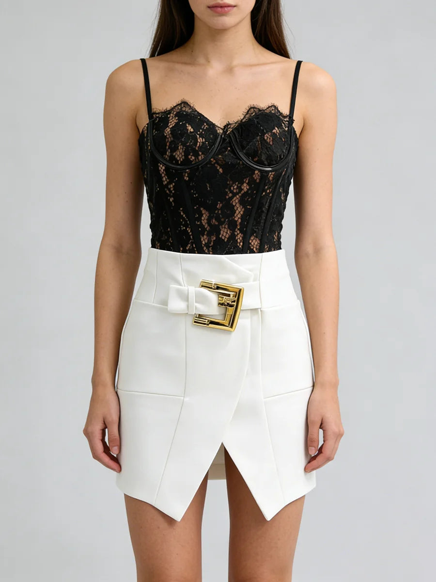 Main Character White Mini Skirt