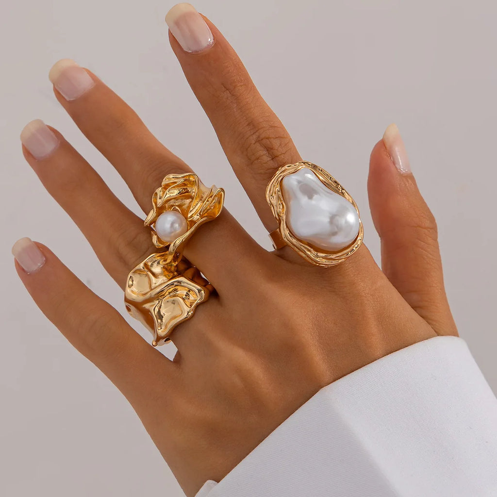 Liquid Gold Treasure Baroque Pearl Ring Set