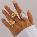 Liquid Gold Treasure Baroque Pearl Ring Set