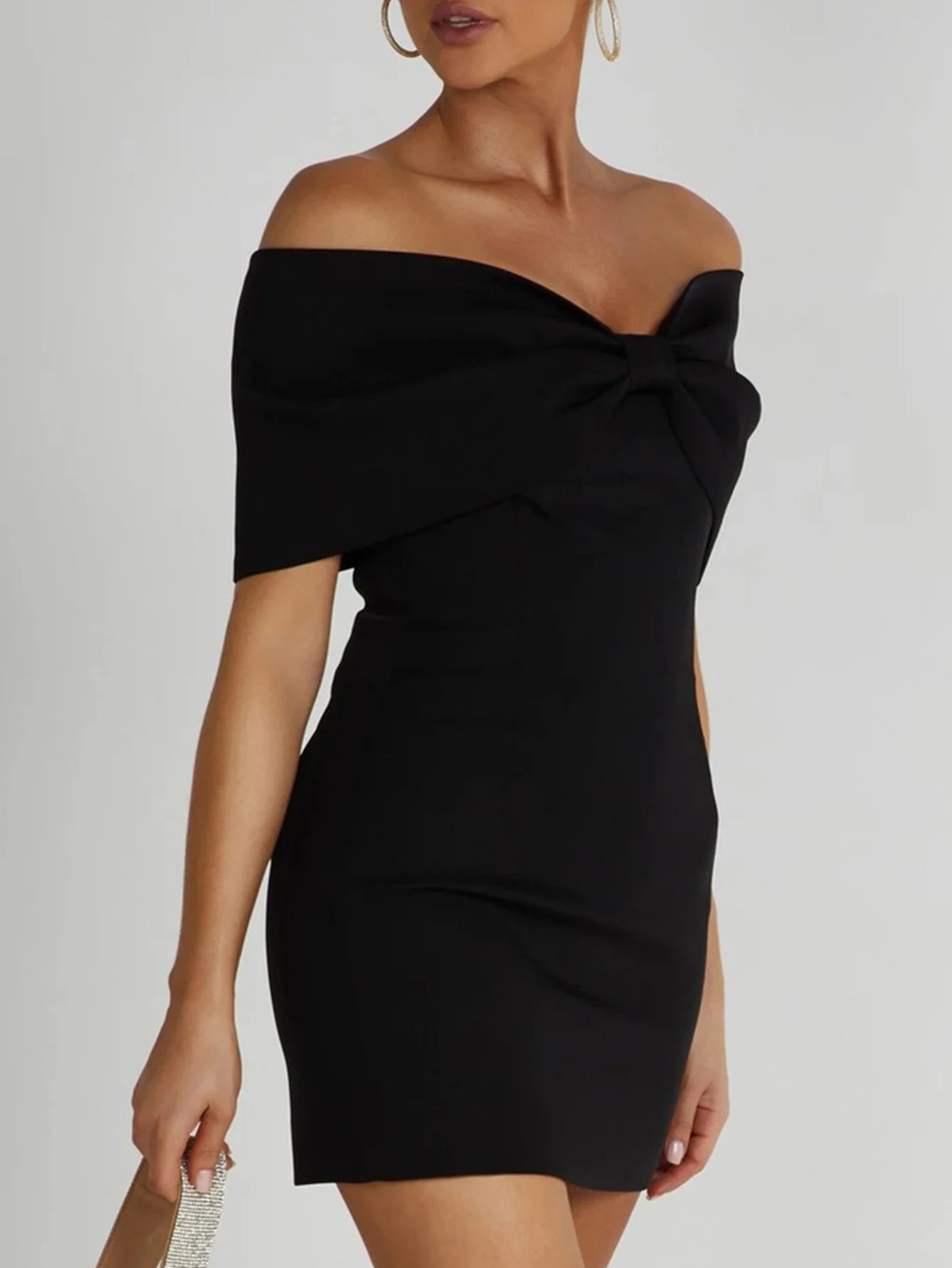 Valencia Black Off-Shoulder Mini Dress