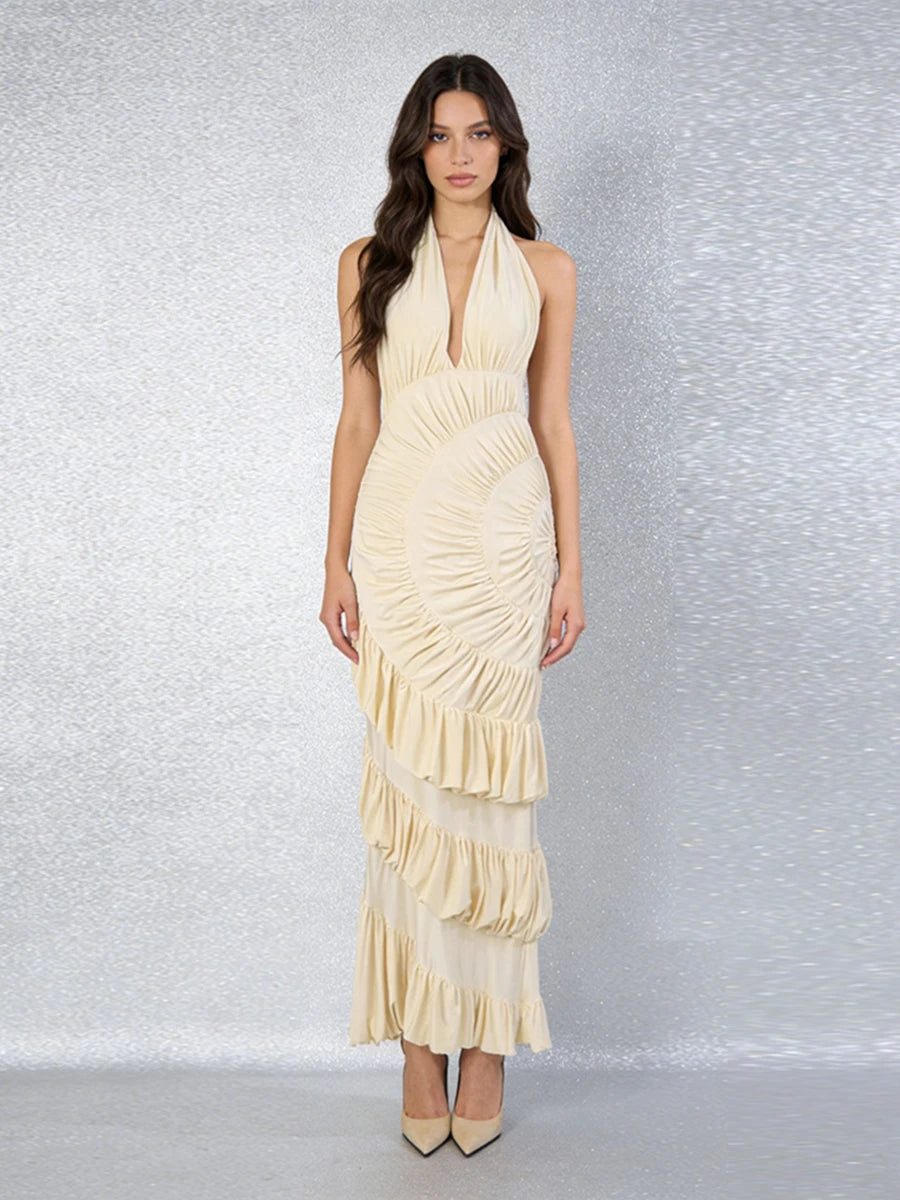 Cleo Ivory Ruffle Maxi Dress