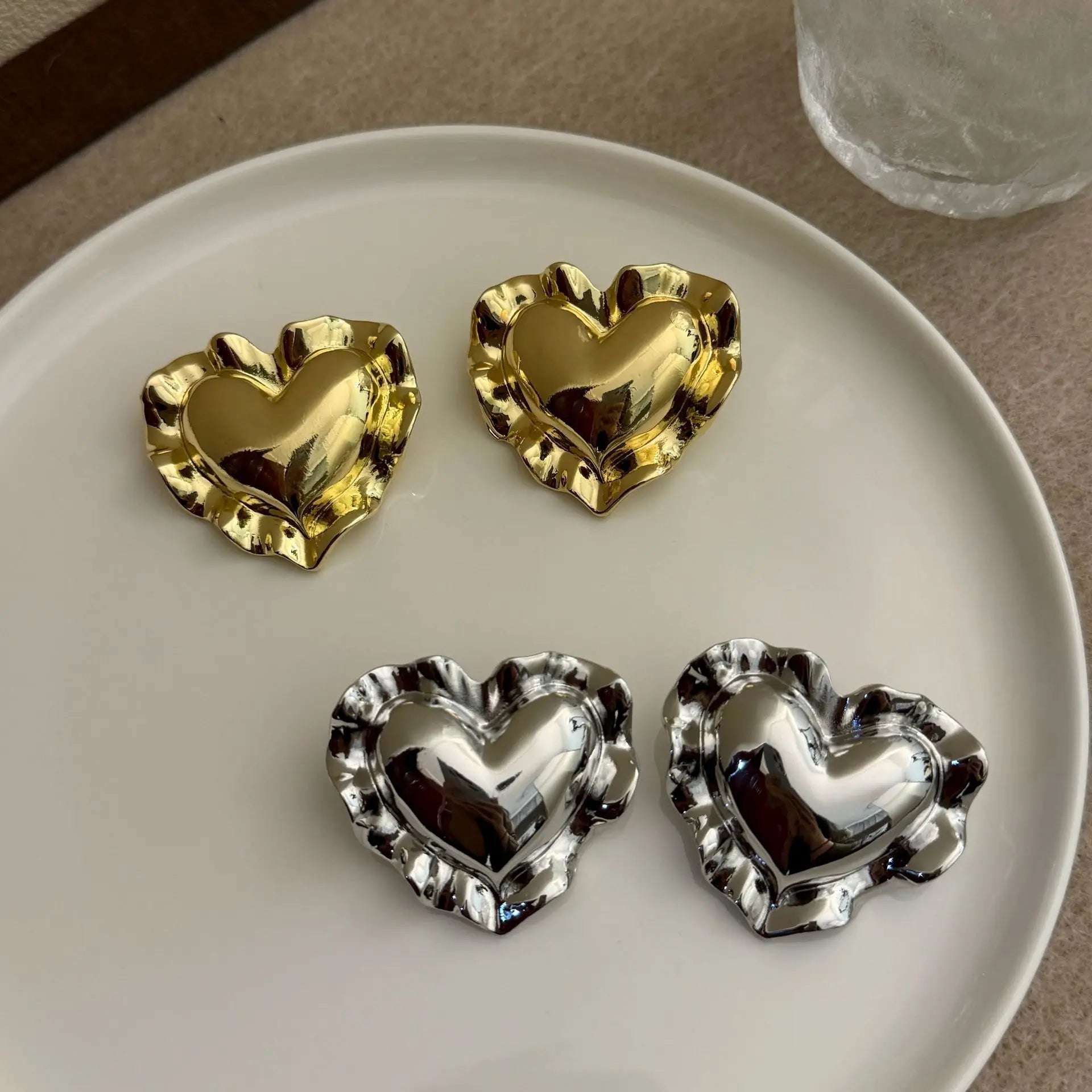 Vintage Oversized Silver Heart Earrings