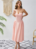 Kylie Joy Pink Backless Midi Dress