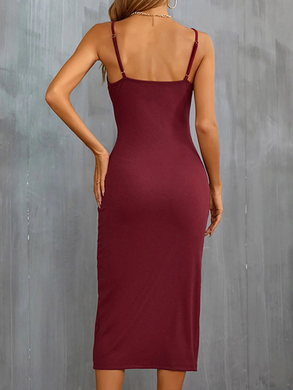 Sloane Wine Bodycon Midi Dress