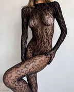 Celeste Sheer Black Lace Jumpsuit