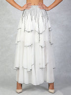 Lilia White Contrast Trim Maxi Skirt