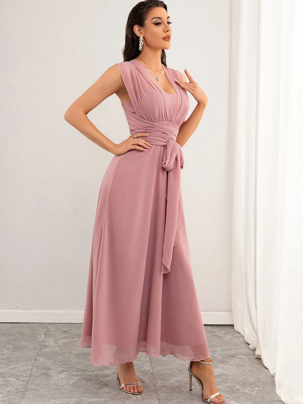 Lucy Flirt Bow Pink Maxi Dress