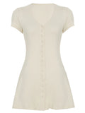 Harbor Ivory V-Neck Mini Dress