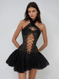Total Eclipse Black Corset Mini Dress