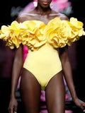 Sunset Yellow Floral Ruffle Bodysuit