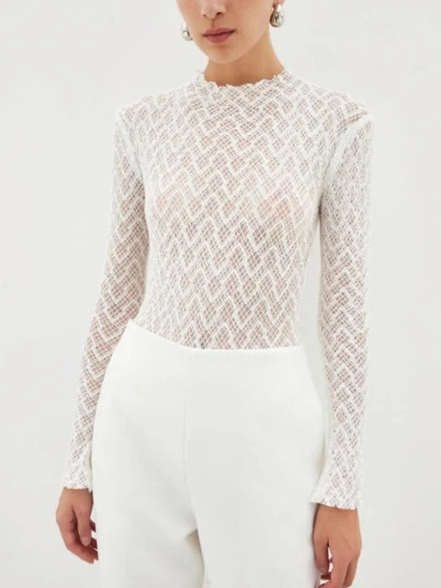 Obsession White Sheer Lace Top