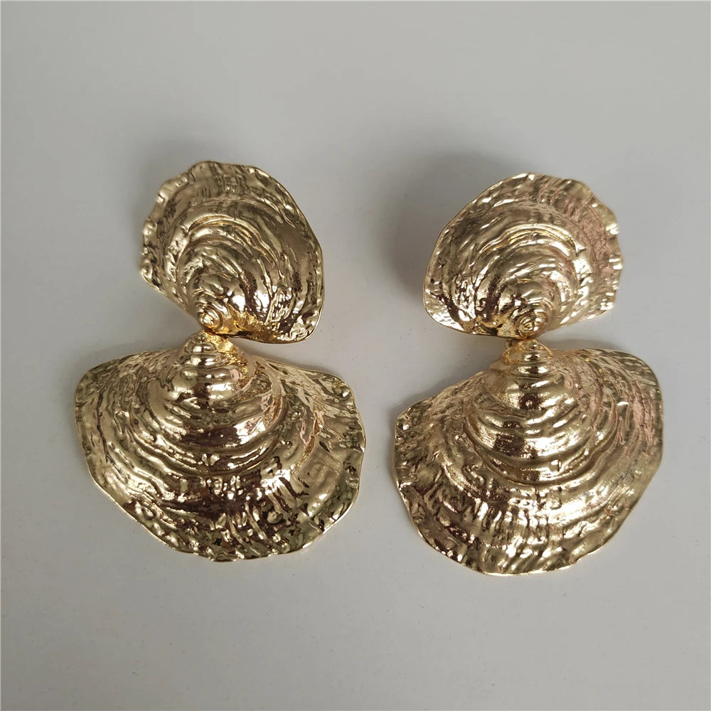 Ocean Whisper Gold Sculpted Earrings