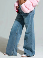 Cherry Light Blue Side Bow Jeans