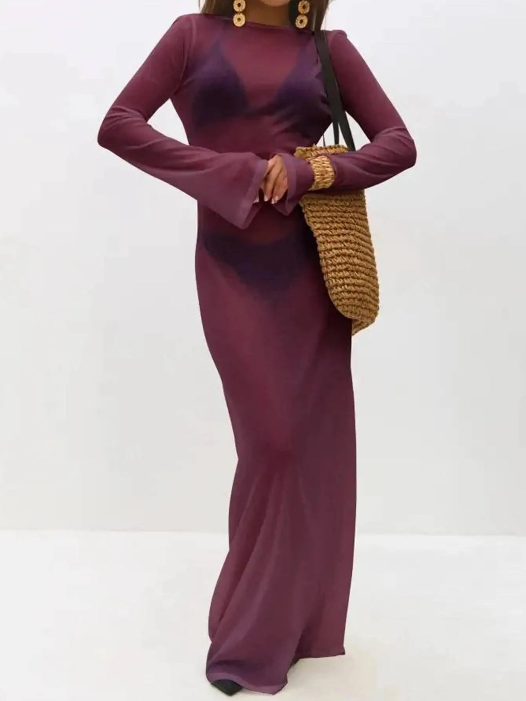 Monarch Wine Sheer Cover-Up Dress