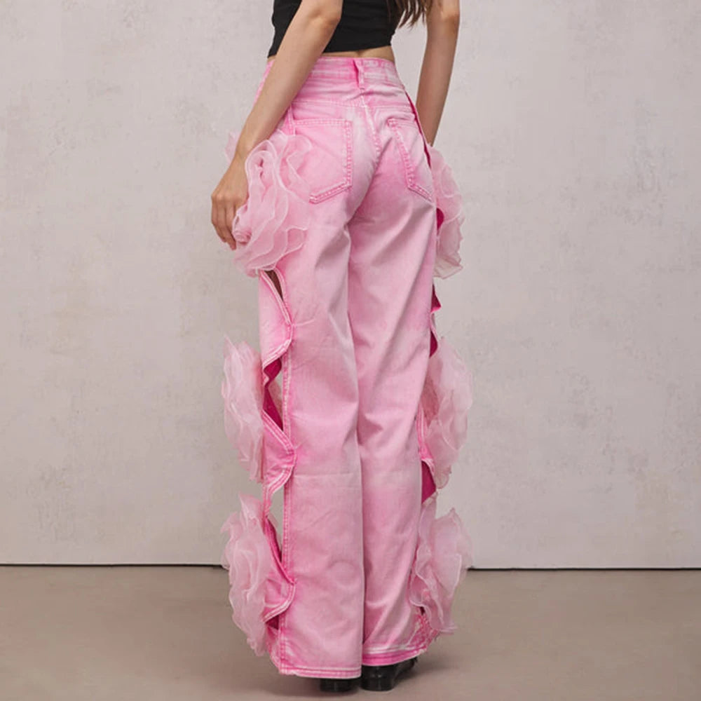Diva Pink Floral Appliqué Jeans