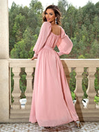 Margot Pink Backless Long Sleeve Maxi Dress