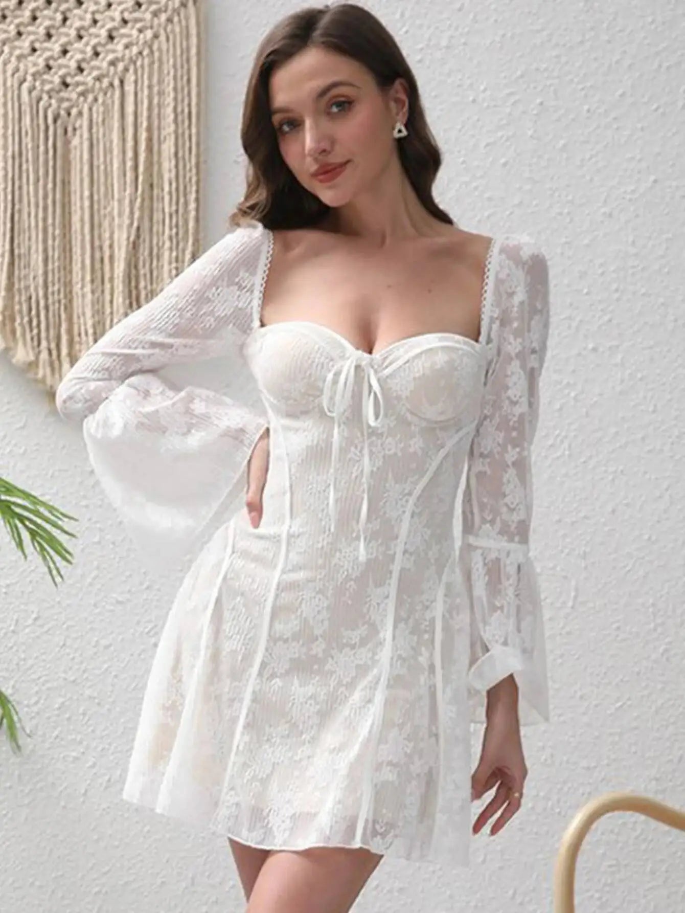 Cosima White Lace Corset Mini Dress